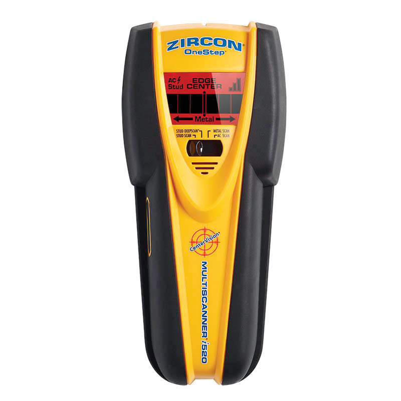 ZIRCON® MultiScanner® 61910 Stud Finder, 1-1/2 to 3 in D Scan, 1/8 in, 3/16 in, 1/2 in Accuracy, Detects: Metal, Wood