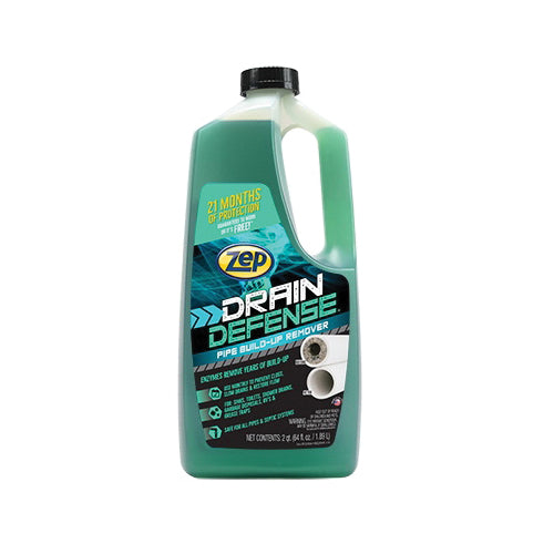 Zep® ZLDC648 Drain Defense Pipe Build-Up Remover, 64 fl-oz, Liquid