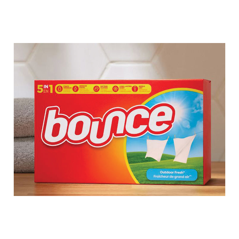 bounce® 80068 Fabric Softener Dryer Sheet, Solid, Outdoor Fresh, 80 Sheet