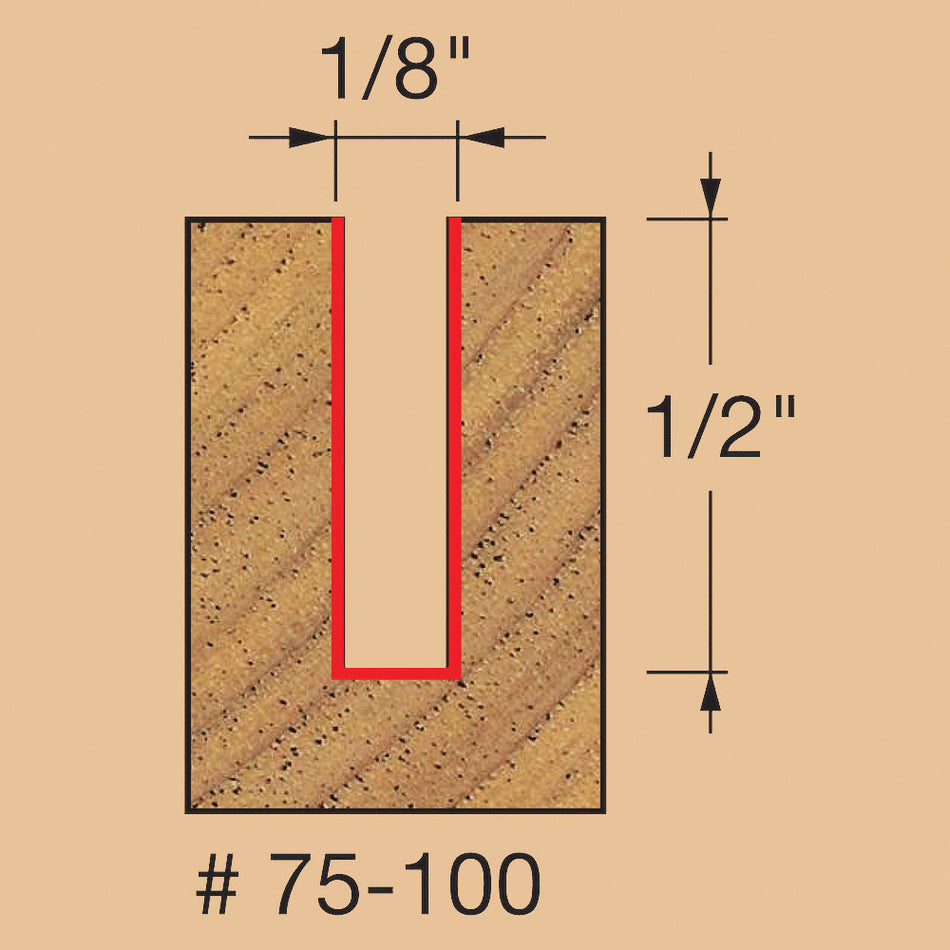 freud® 75-100 Up Spiral Bit, 1/8 in Dia Cutting, 1/2 in L Cut, 2 in OAL, 1/4 in Dia Shank, 2 -Flute, Carbide