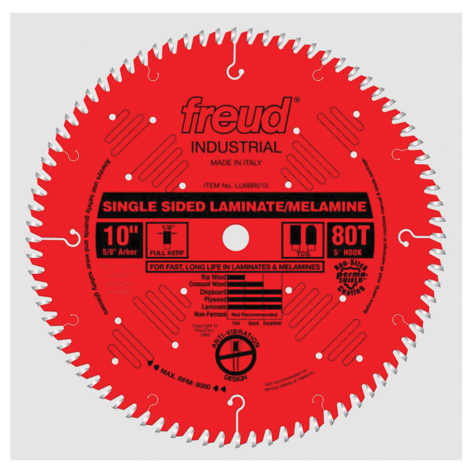 freud® LU98R010 Cutting Blade, 10 in Dia, 5/8 in Arbor Hole, 80-Teeth, Carbide Tip