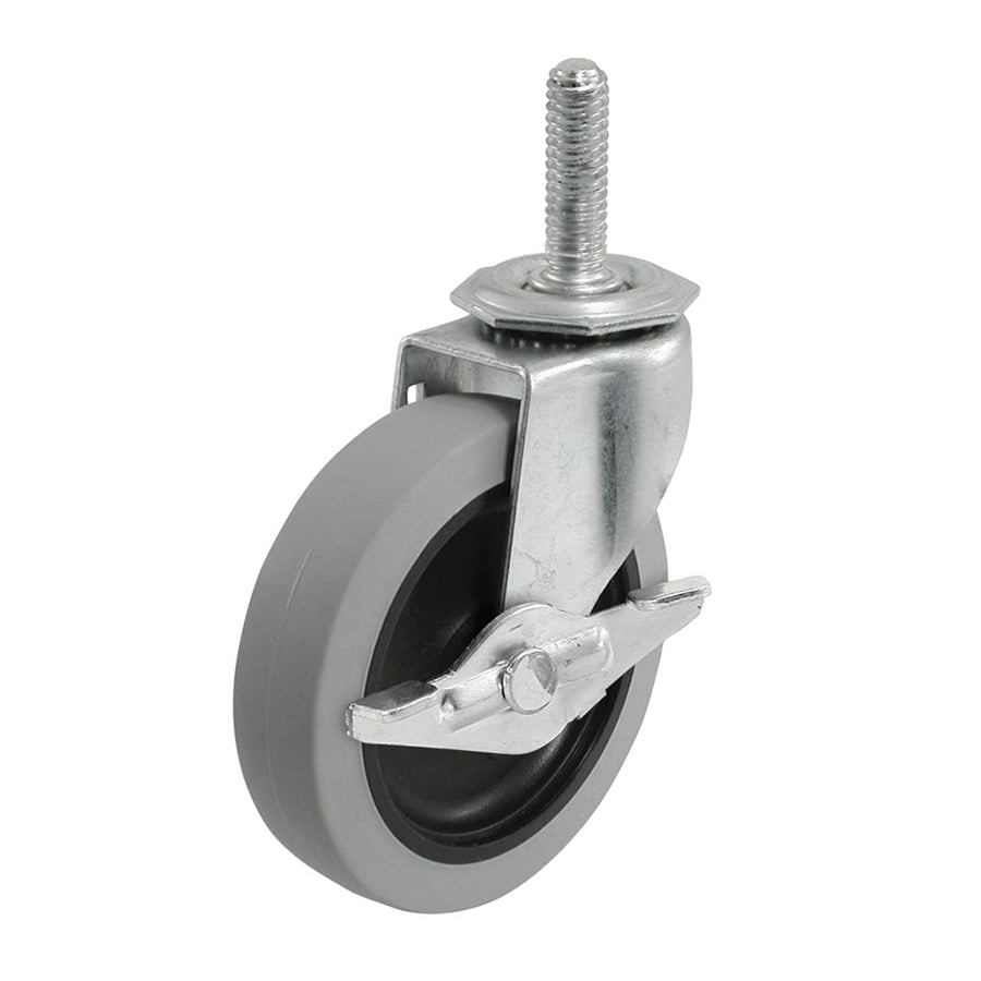 shepherd 3266 Caster With Brake, 3 in Dia Wheel, 110 lb Load, Thermoplastic Rubber Wheel, Gray Wheel