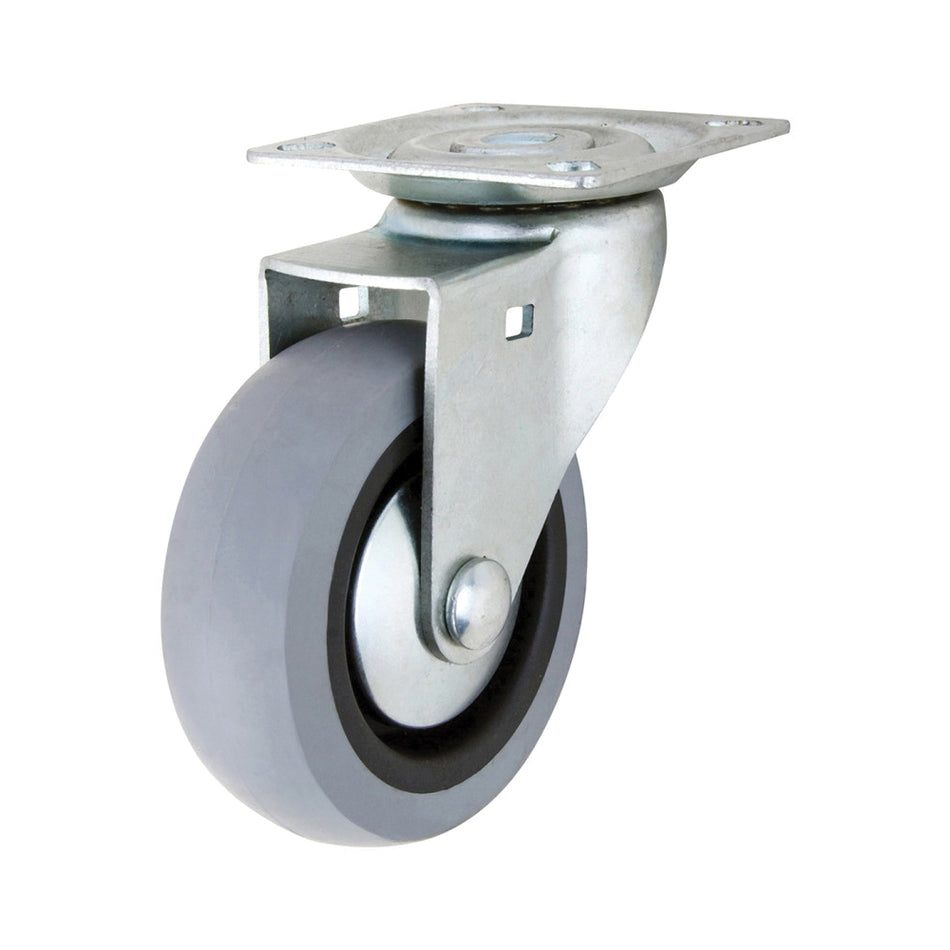 shepherd 3545 Plate Caster, 3 in Dia Wheel, 121 lb Load, Thermoplastic Rubber Wheel, Gray Wheel, Steel Frame