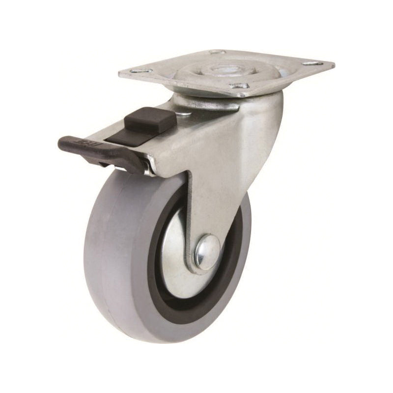 shepherd 3546 Plate Caster, 3 in Dia Wheel, 121 lb Load, Thermoplastic Rubber Wheel, Gray Wheel