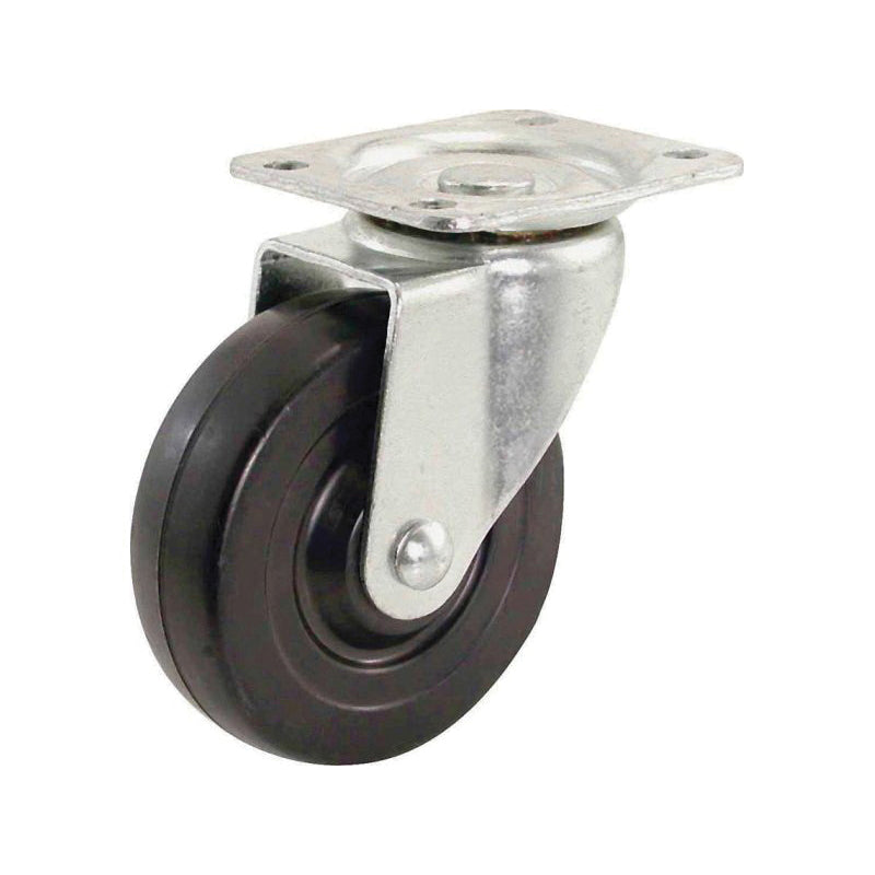 shepherd 9629 Plate Caster, Swivel Caster, 4 in Dia Wheel, 200 lb Load, Rubber Wheel, Black Wheel