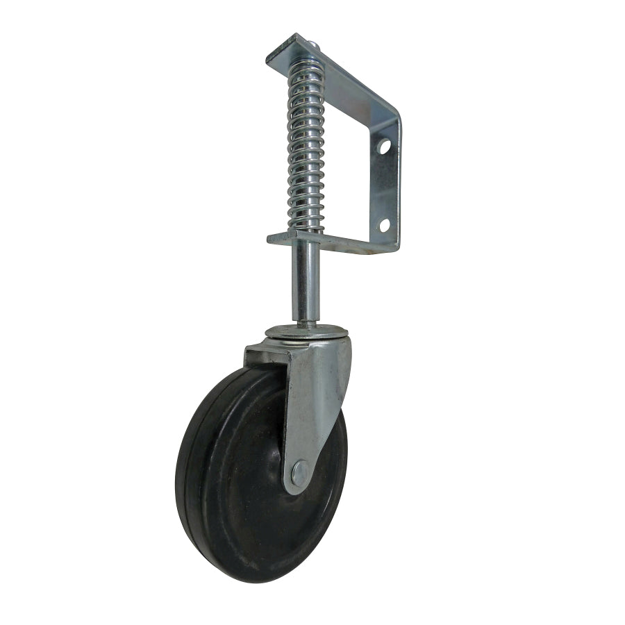 shepherd 9785 Gate Caster, Spring-Loaded Caster, 4 in Dia Wheel, 125 lb Load, Rubber Wheel, Black/Silver Wheel